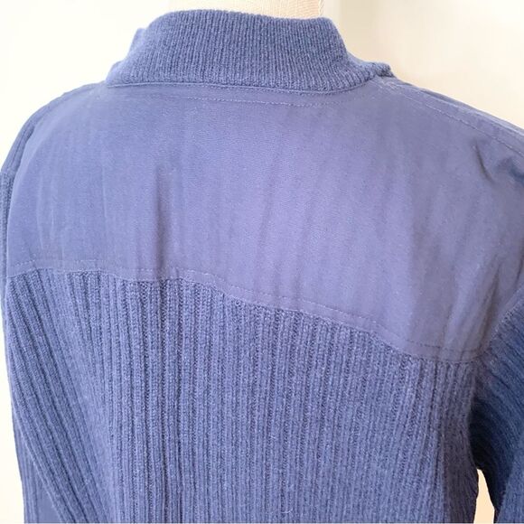 L.L. Bean Commando Sweater Merino Wool Lambs Wool Henley Navy XL EUC - Picture 8 of 13